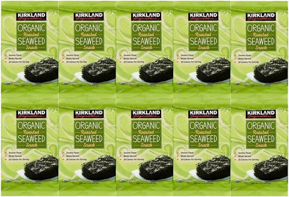 Kirkland Signature Organic Roasted Seaweed Snack Pack of 10 (0.6 Ounces each)