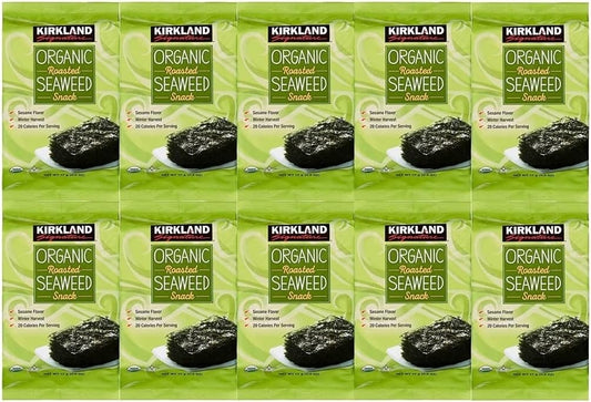 Kirkland Signature Organic Roasted Seaweed Snack Pack of 10 (0.6 Ounces each)