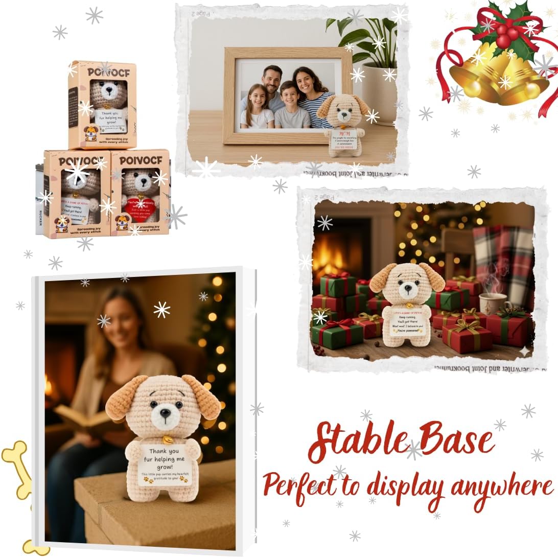 Teacher & Boss Appreciation Gift – Handmade Crochet Puppy Plush with Thank You Card – Cute Stuffed Animal for Mentor, Mom & Dad – Graduation, Christmas, Boss’s Day (Thank You)