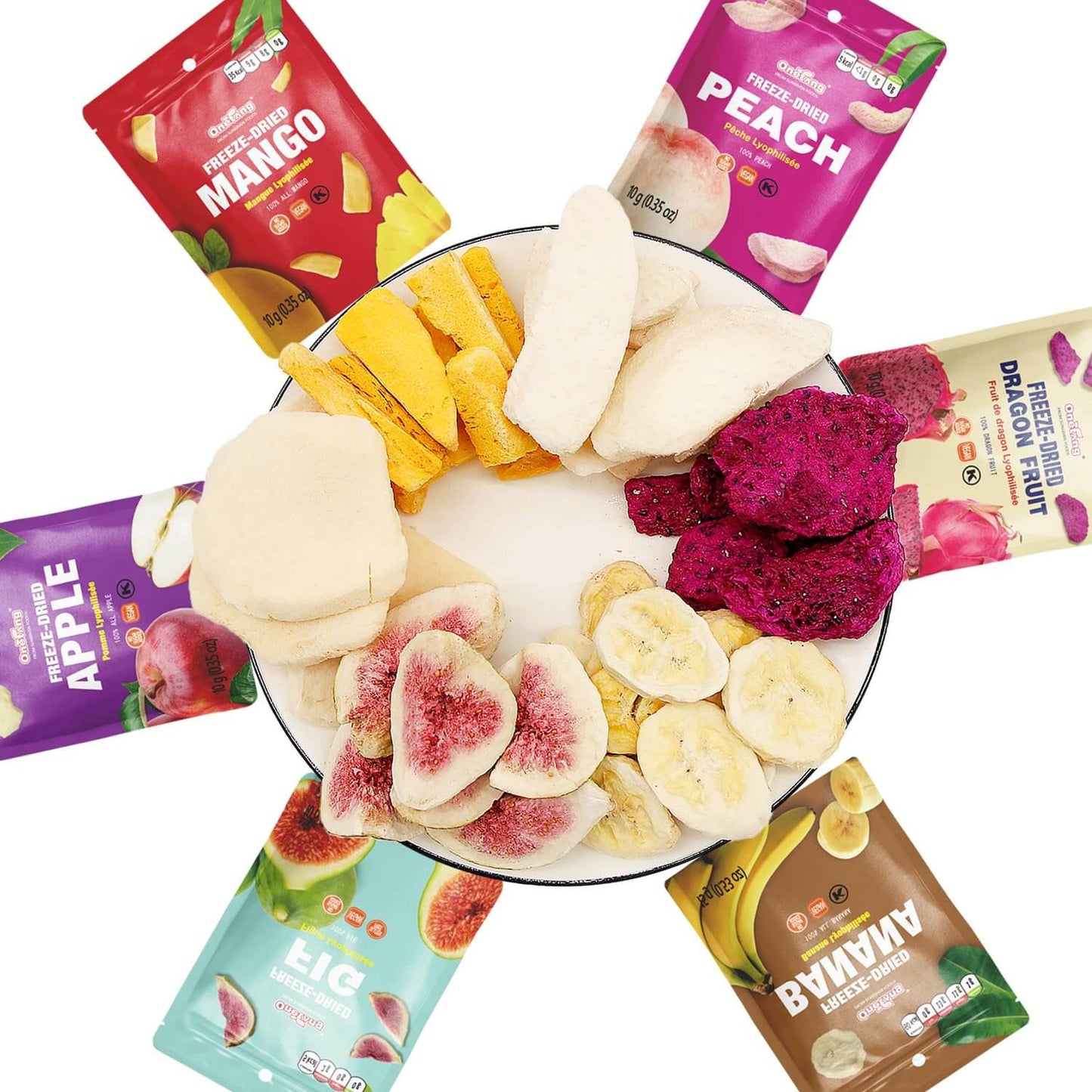 ONETANG Freeze-Dried Mixed Fruit - 12 Single-Serve Packs | Healthy Snack, Non-GMO, No Added Sugar