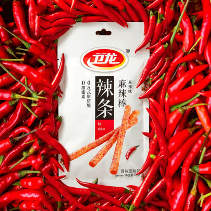 TikTok Viral - Chinese Latiao Spicy Gluten Strips, Authentic Vegan Snack 5.5oz | Wei Long