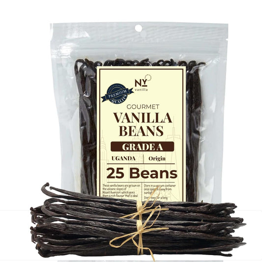 25 Premium Whole Ugandan Vanilla Beans Grade A  - For making Vanilla Extract