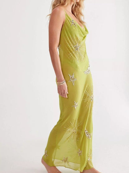 Cowl Neck Maxi Cami Dress