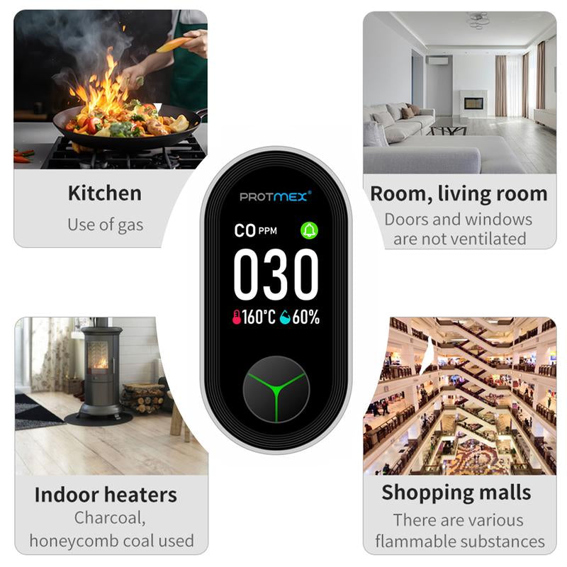 Protmex Portable Carbon Monoxide Detectors & Natural Gas Detector Plug In, Temperature Humidity Sensor Built-In, Gas & CO Monitor Alarm Sound Warning for Kitchen/Garage/Travel