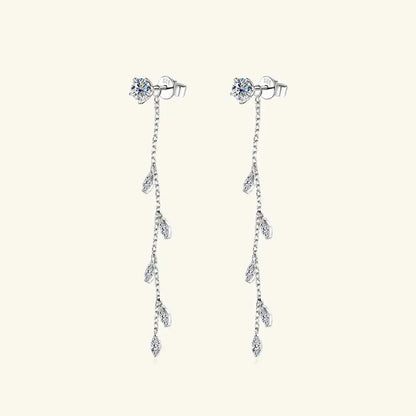 1.38 Carat Leaf Moissanite Drop Earrings in 925 Sterling Silver