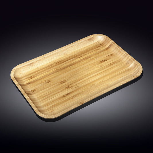 Wilmax Porcelain Bamboo Platter 13" inch X 9" inch | For Appetizers / Barbecue / Burger Sliders