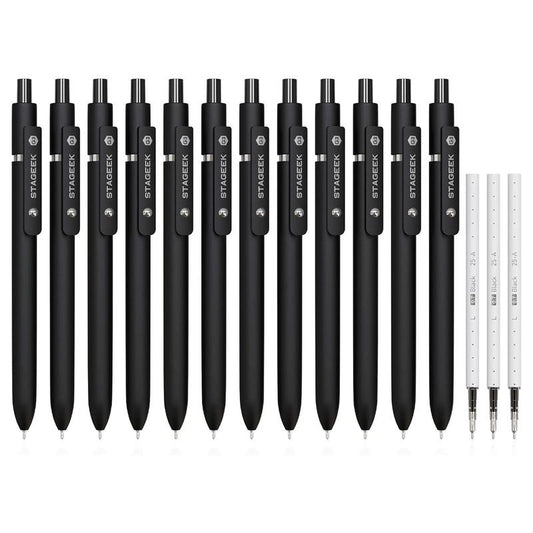 STAGEEK Black Gel Pens, 5/6/12 Pack Fine Point Smooth Writing Pens with 3 Extra Refills, 0.7Mm/0.5Mm Quick Dry Black Ink Pens for Journaling, Office, Note Taking, School Supplies, Versatile Writing Instruments,Nurse Aesthetic(Black Gray White & Morandi)