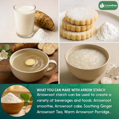 Premium Arrowroot Starch Powder – 17.6oz Resealable Bag, Gluten-Free, Non-GMO, Premium Plant-Based Thickener for Cooking, Baking & Frying.