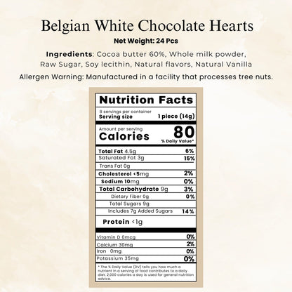 Andy Anand White Chocolate Heart Gift Box, 24 pc, 60% Cocoa – Gluten-Free, Silky Smooth, Valentine's Day, Anniversary & Special Gift
