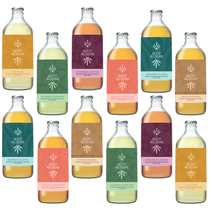 Root Elixirs Mix & Match 12 pack Bottles | Root Elixirs Sparkling Premium Cocktail Mixers Bottles - 12 pack x 12 oz bottles