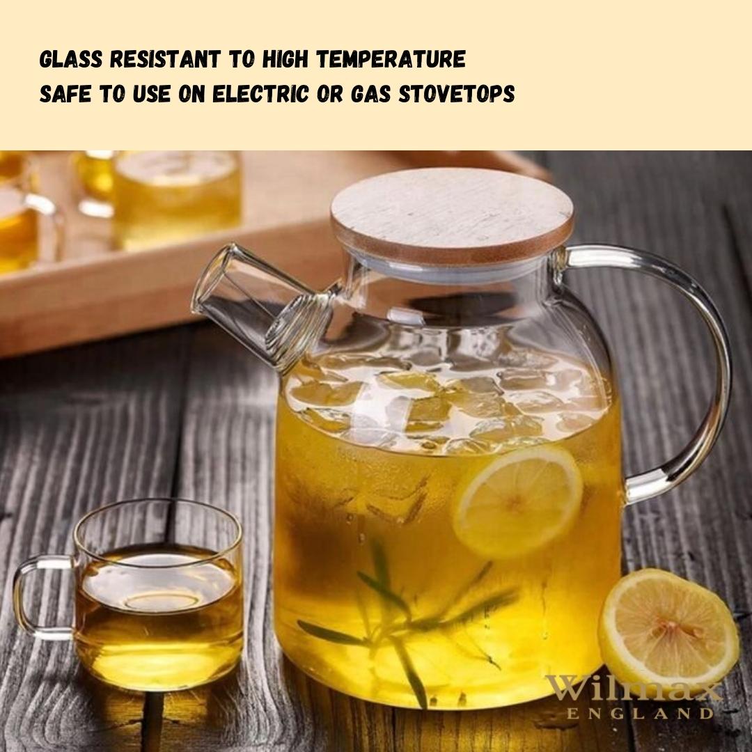 Wilmax Porcelain Thermo Glass Teapot 54 Fl Oz | High temperature and shock resistant