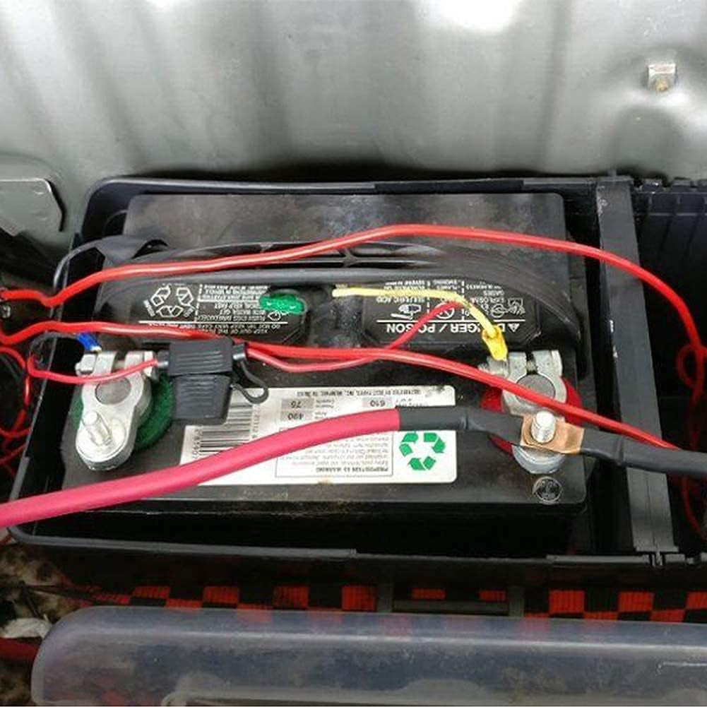 8 AWG Battery Cables, 8 Gauge 2 Feet Red + 2 Feet Black Pure Copper Wires with 3/8" Lugs Both Ends for Car Marine Solar Lawn Mower Motorcycle