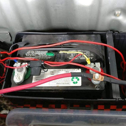 8 AWG Battery Cables, 8 Gauge 2 Feet Red + 2 Feet Black Pure Copper Wires with 3/8" Lugs Both Ends for Car Marine Solar Lawn Mower Motorcycle