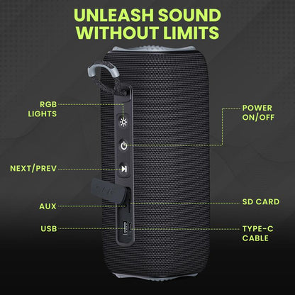 Halo Portable Wireless Bluetooth Speaker by Fuzix – Compact High-Quality Sound, Long Battery Life, TWS Stereo, Micro SD, USB, AUX Audio