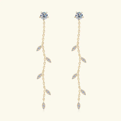 1.38 Carat Leaf Moissanite Drop Earrings in 925 Sterling Silver