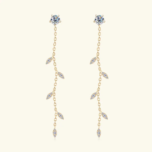 1.38 Carat Leaf Moissanite Drop Earrings in 925 Sterling Silver