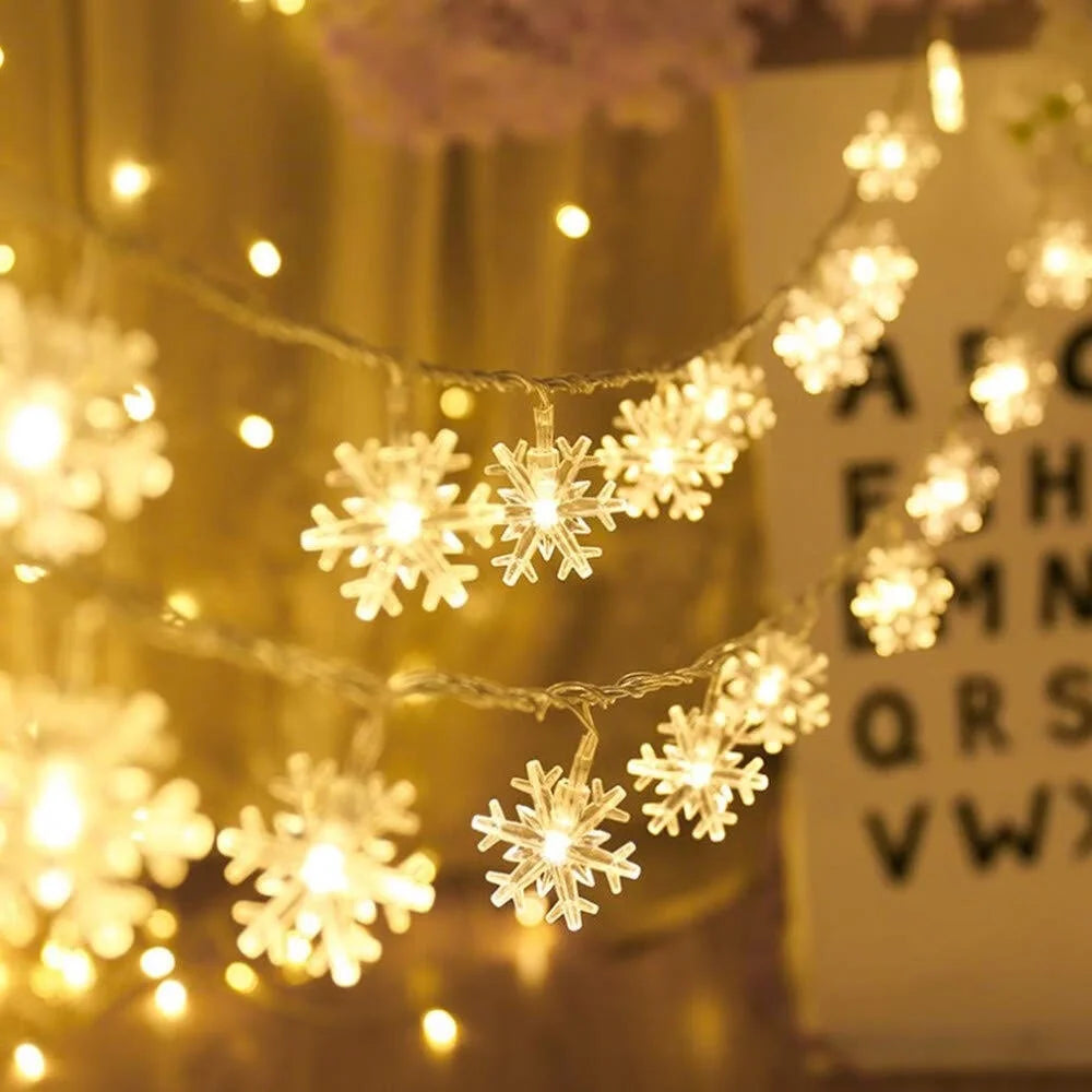 Christmas Lights, Snowflake String Lights Battery Operated Waterproof, LED Fairy Lights for Xmas Garden Patio Bedroom Party Decor Christmas Decorations, 5 Pack
