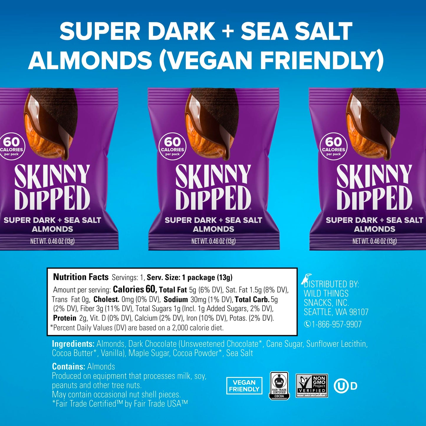 Viral SkinnyDipped Variety Pack - Low Sugar Almonds (25 Mini Bags, 11.5oz)