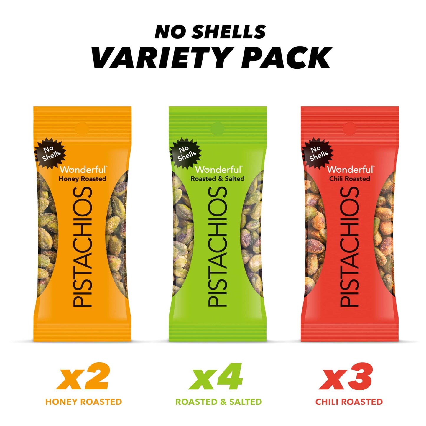 Wonderful Pistachios No Shells - Viral Flavors Variety Pack, Premium Roasted (6.75 oz)