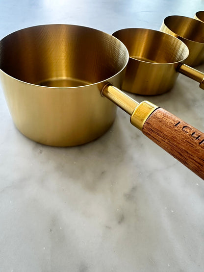 Montecito Acacia Wood & Gold Measuring Cups & Spoons Set