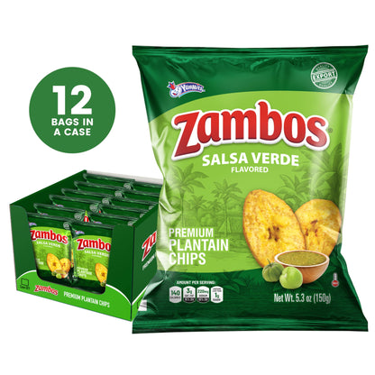 Viral TikTok Zambos Plantain Chips - Chile Limón, Original & Salsa Verde | Premium Central American Snack (5.29 oz)
