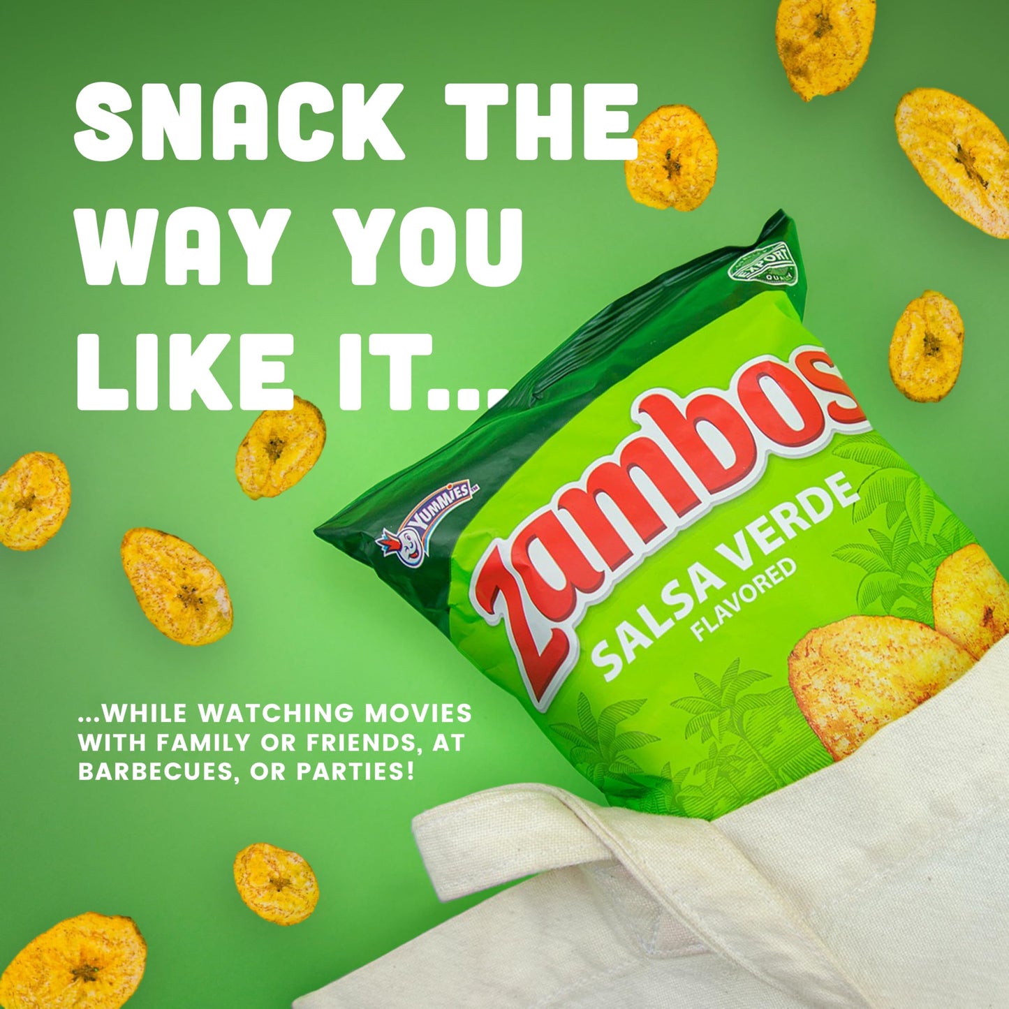 Viral TikTok Zambos Plantain Chips - Chile Limón, Original & Salsa Verde | Premium Central American Snack (5.29 oz)