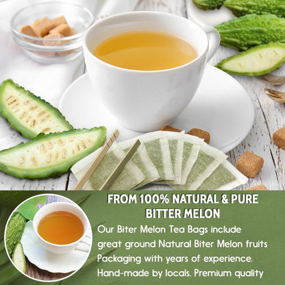 Bitter Melon Tea Bags, 100% Natural, Pure Bitter Melon. Bitter Melon Herbal Tea. Bitter Melon Fruit Tea. No Sugar, No Caffeine, No Gluten, Vegan