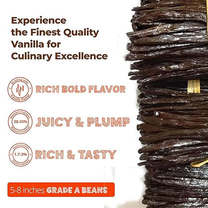 25 Premium Vanilla Beans Grade A  – Gourmet Vanilla Pods for Baking & Extract