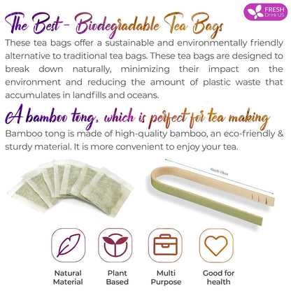 Premium Chamomile Lavender Tea Bags, Eco-conscious Tea Bags. No Sugar, No Caffeine, No Gluten, Vegan.