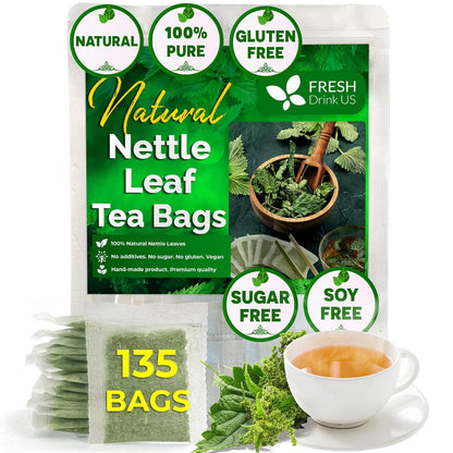 Premium Nettle Leaf Tea Bags, 100% Natural & Pure, Stinging Nettle Leaf Tea, Nettle Leaf Tea, Burn Nettle, Stinging Nettle, Nettle Tea, Stinger Tea, No Sugar/Caffeine & Gluten, Vegan