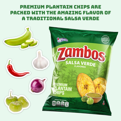 Viral TikTok Zambos Plantain Chips - Chile Limón, Original & Salsa Verde | Premium Central American Snack (5.29 oz)