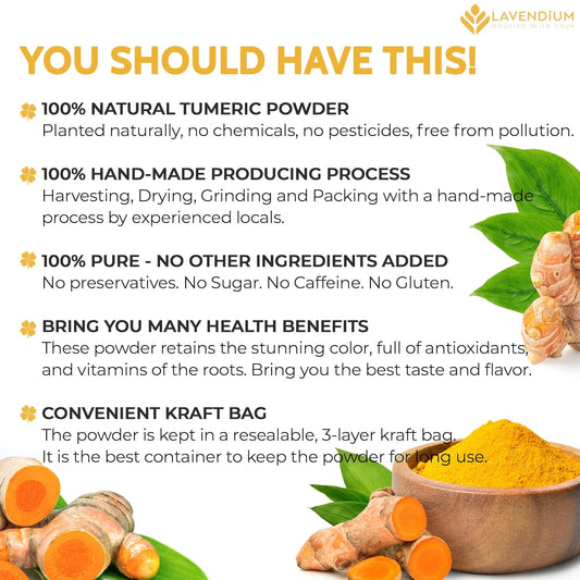 Turmeric Powder, 20oz (1.25 lbs), 100% Natural & Pure, Ground, Seasoning Root Powder, No Additives, No Gluten, Vegan