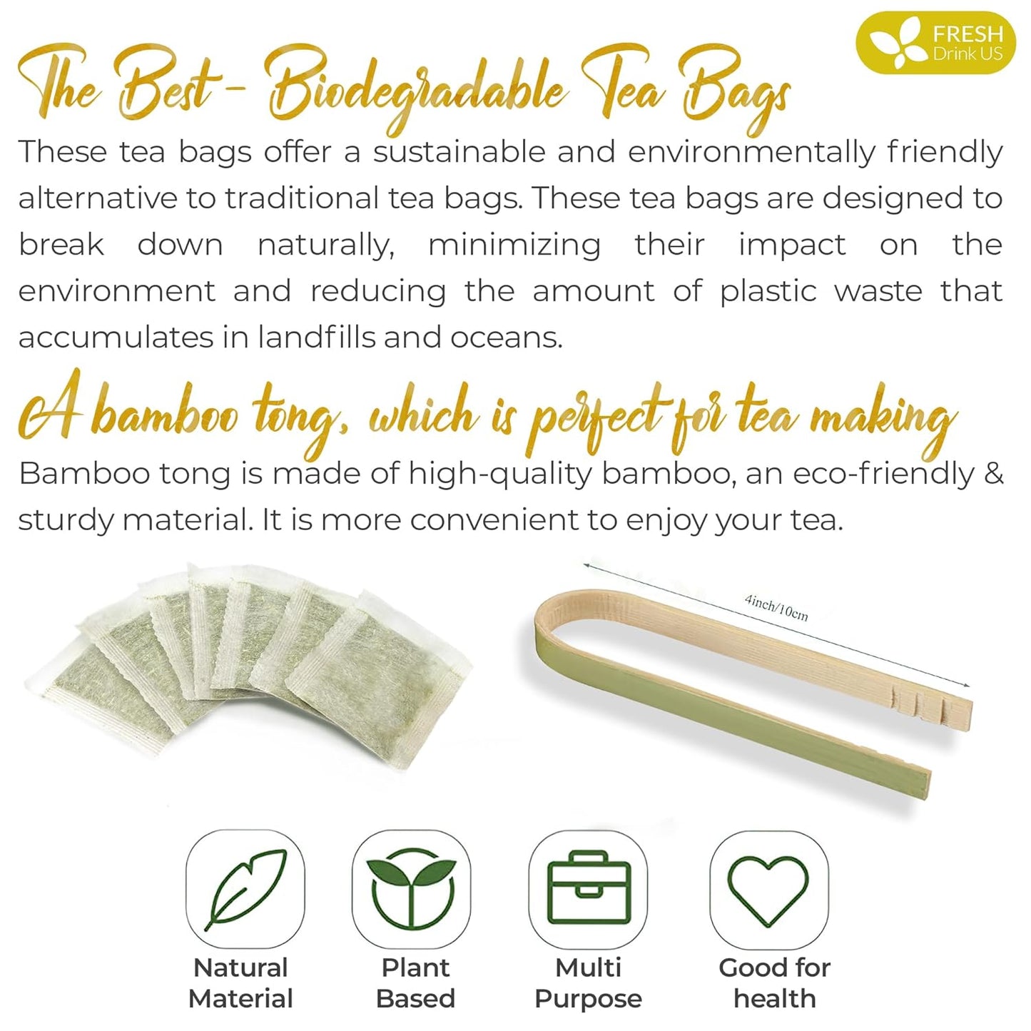 Premium Lemon Ginger Tea Bag, Eco-conscious Tea Bags. Lemon Ginger Herbal Tea. No Sugar, No Caffeine, No Gluten, Vegan.