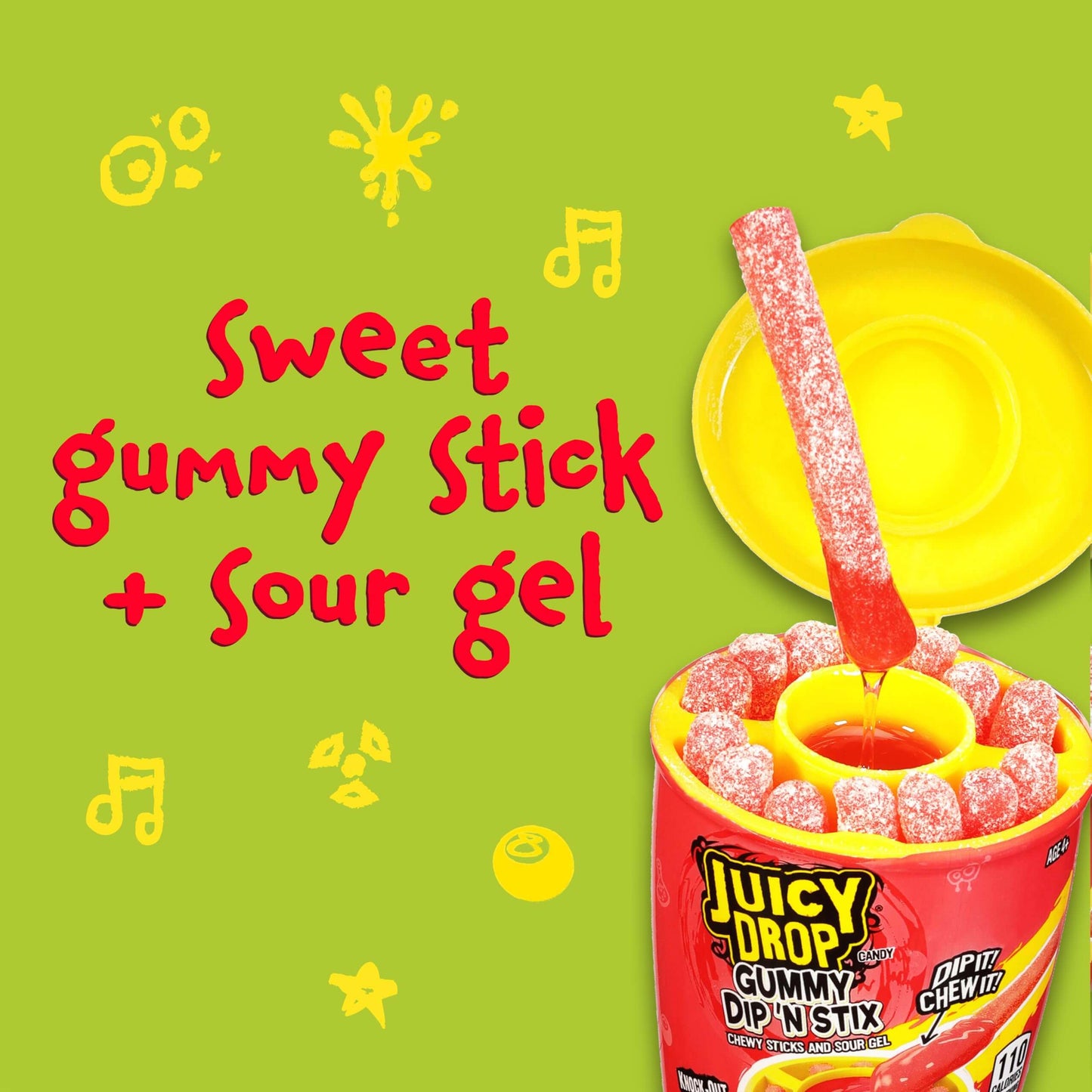 TikTok Viral - Juicy Drop Gummy Dip 'N Stix, Interactive Sour Candy 8-Pack | Sweet & Tangy Fun