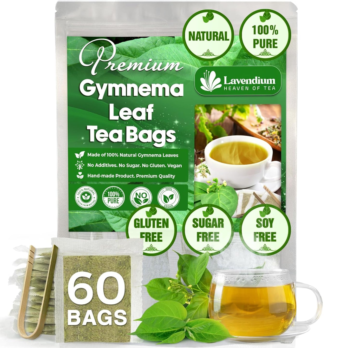 Premium Gymnema Leaf Tea Bags for Diabetics, 100% Natural & Pure from Gymnema Leaves.