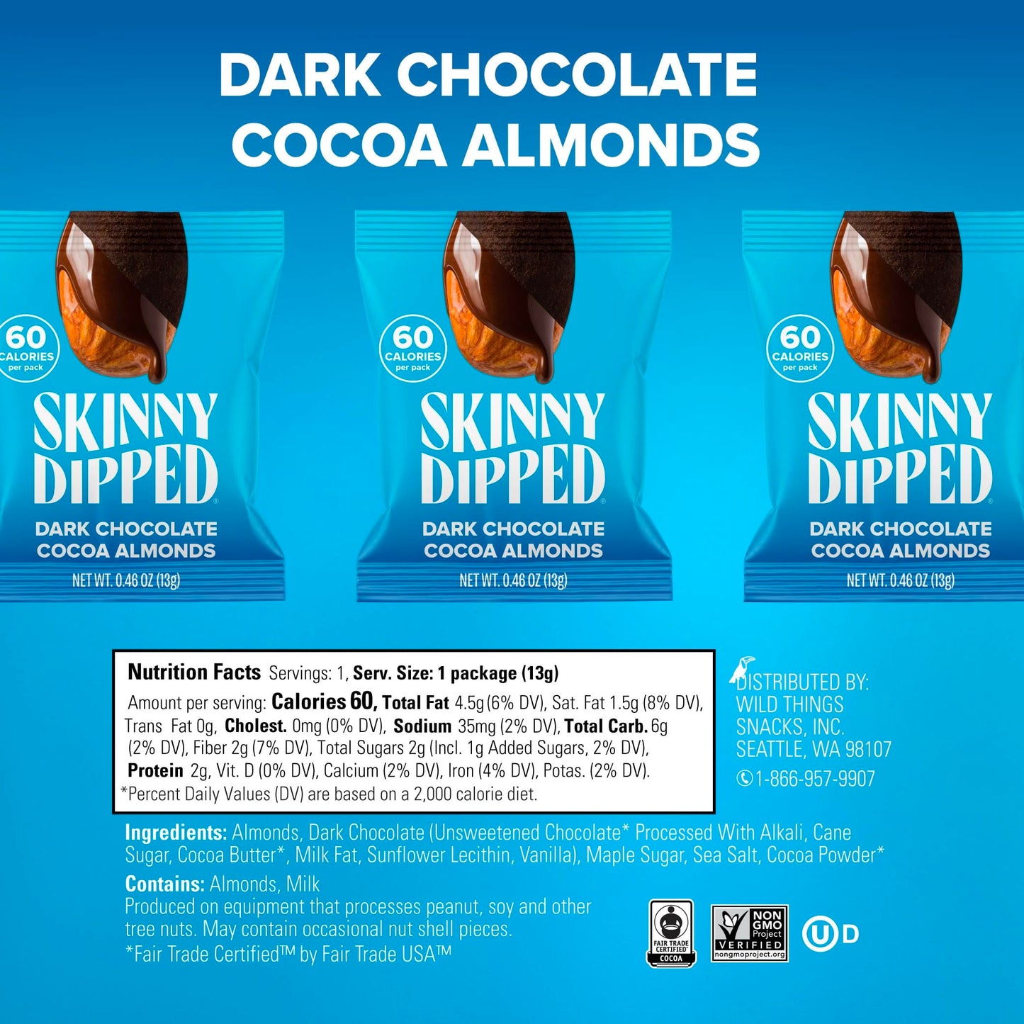 Viral SkinnyDipped Variety Pack - Low Sugar Almonds (25 Mini Bags, 11.5oz)