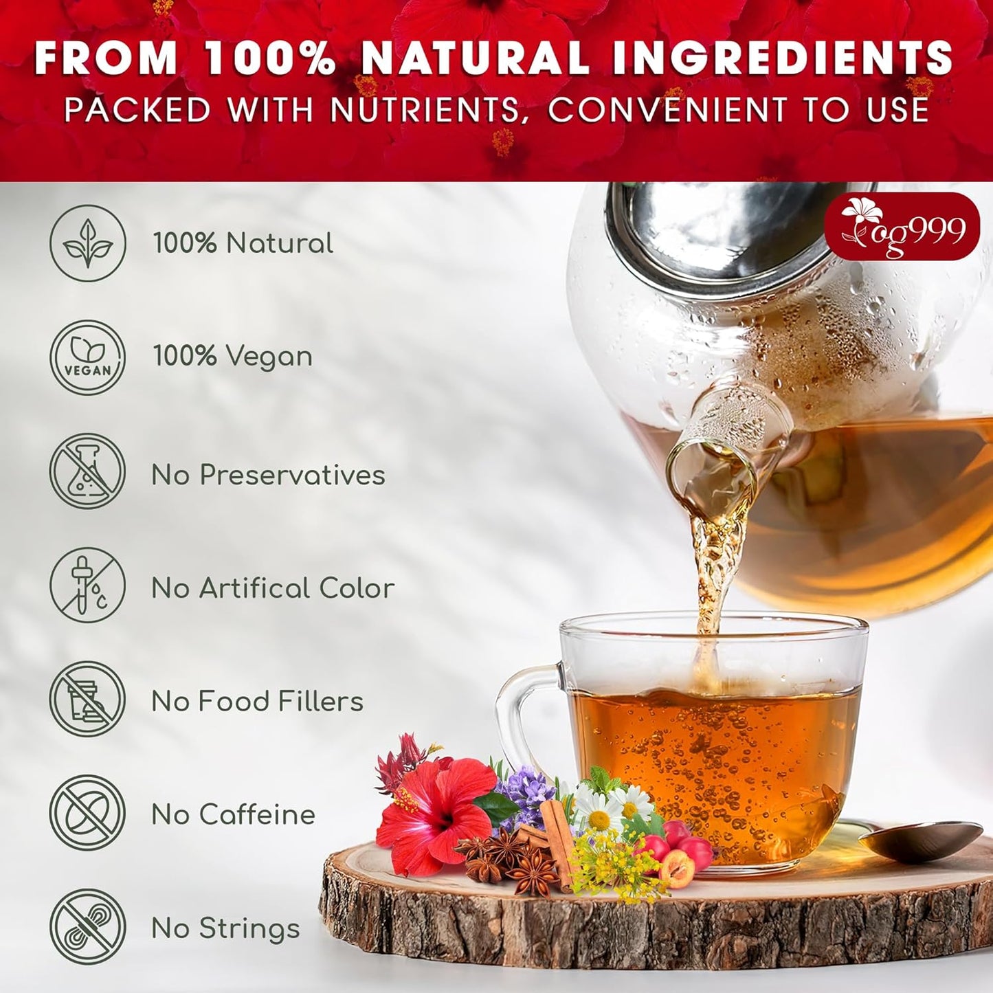 Pressure Balance Herbal Tea | Blend of 9 Natural Herbs | Caffeine-Free, Sugar-Free, Vegan-Friendly