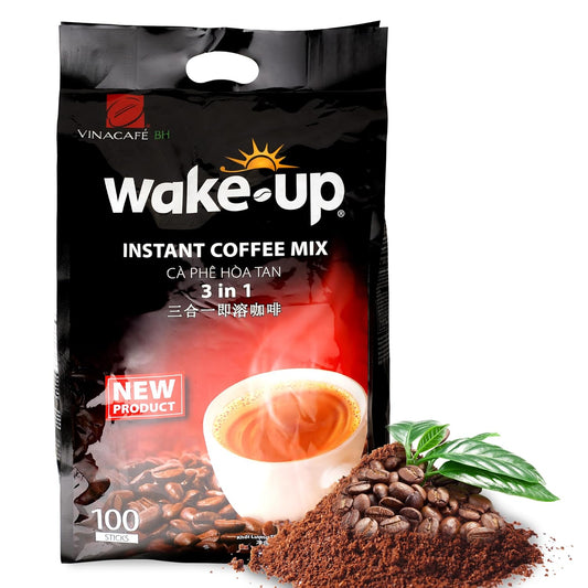 Vinacafe Premium Wake-Up Coffee Mix, 100 Coffee Sticks Single Serves 1 Pack Total 100 Sticks