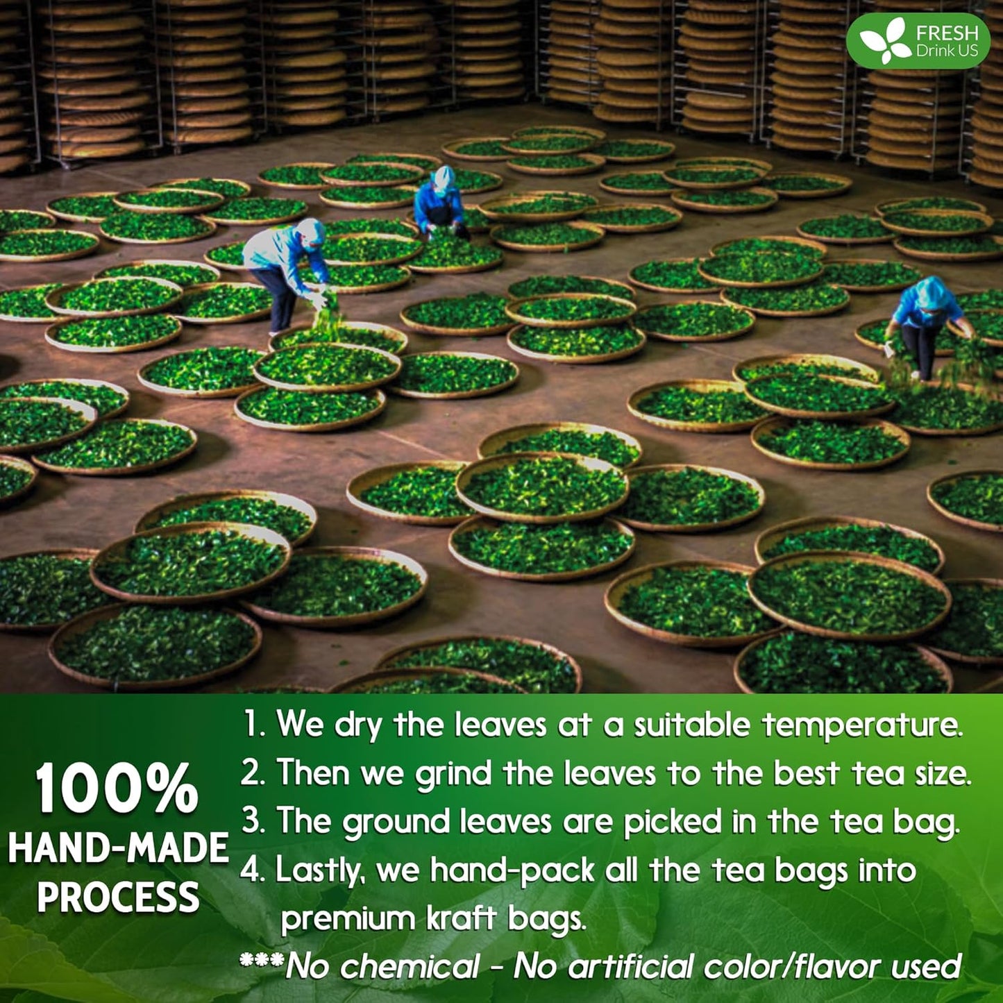 Premium Mulberry Leaf Tea Bags. No Sugar, No Caffeine, No Gluten, Vegan.