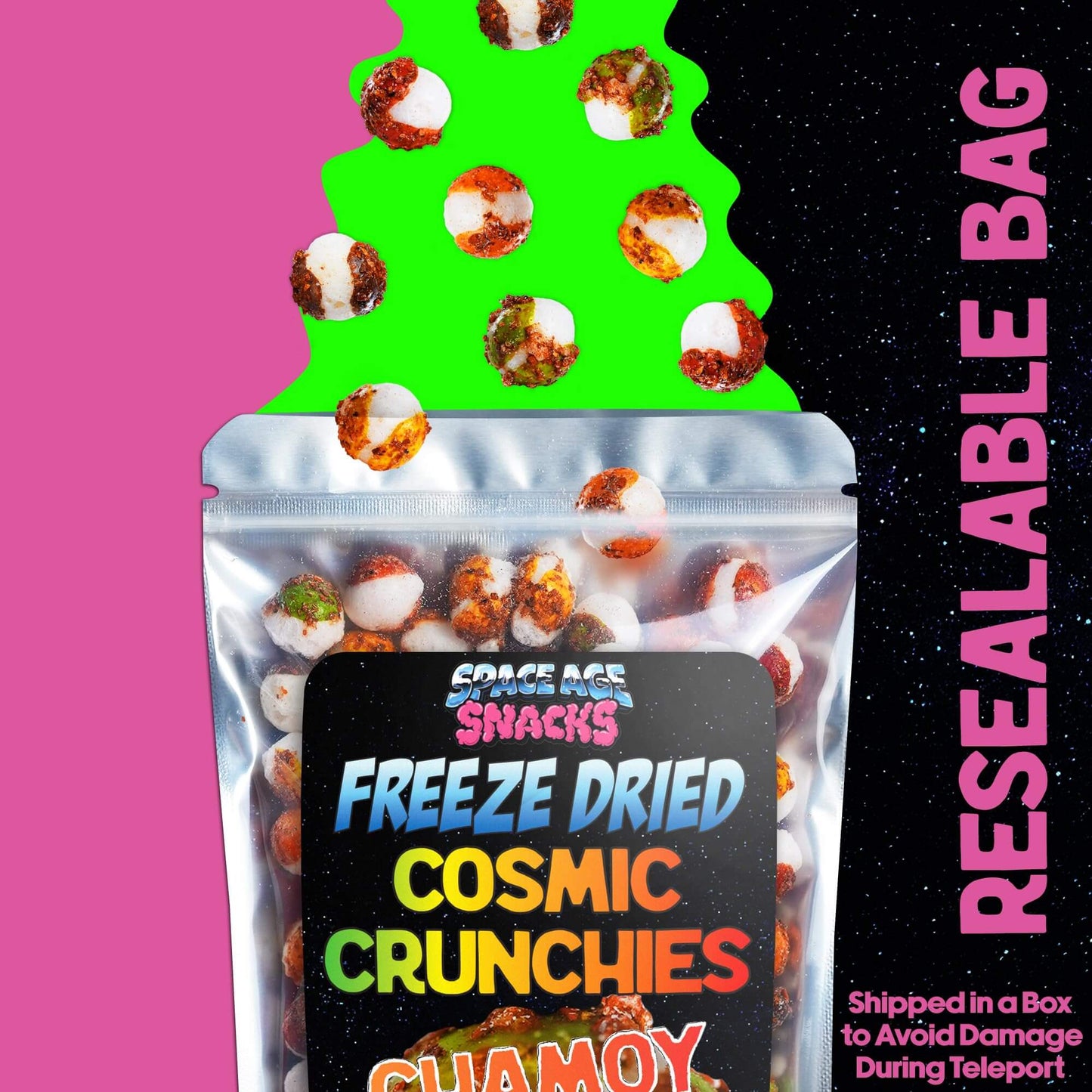 TikTok Viral - Cosmic Crunchies Freeze-Dried Candy, Chamoy Flavor 8oz | Spicy-Sweet Mexican Snack
