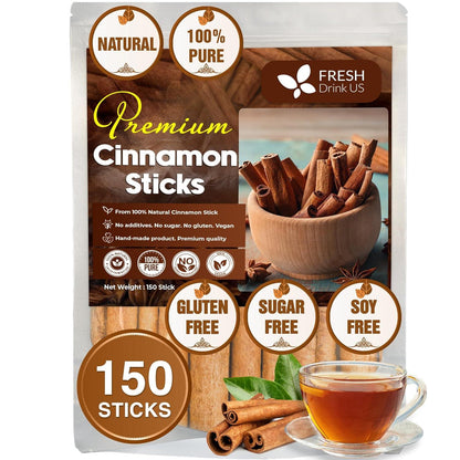 Cinnamon Sticks, Whole Sticks, 100% Natural & Pure Cinnamon Inner Bark, Raw Cinnamon Spice Flavor & Strong Aroma, Cinnamon Spice Herbal Tea, Perfect for Warm Beverages, No Additives, Vegan