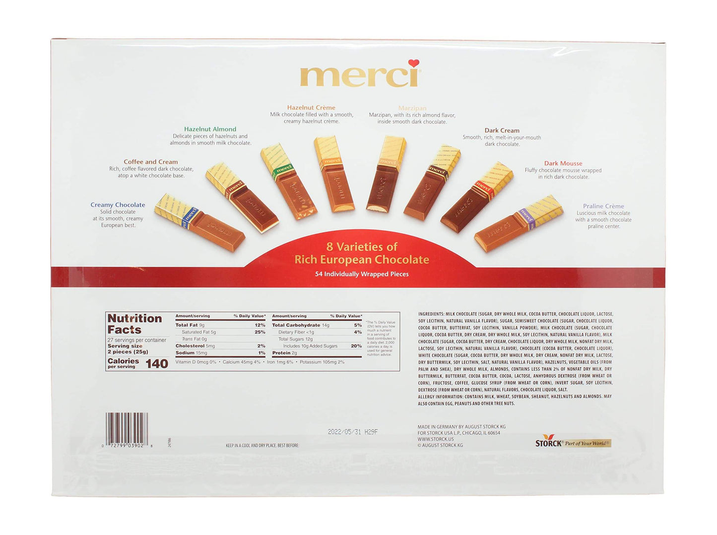 Merci German Chocolates - Premium Assorted Gift Box (23.8oz) | 8 Gourmet Varieties
