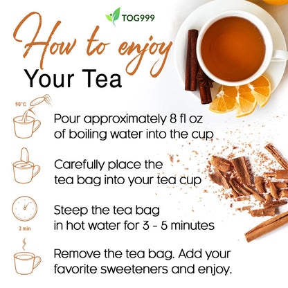 Pure Cinnamon Tea, 100% Natural & Pure Cinnamon. Cinnamon Herbal Tea. Cinnamon Stick Herbal Spice Tea. No Sugar, No Caffeine, No Gluten, Vegan.