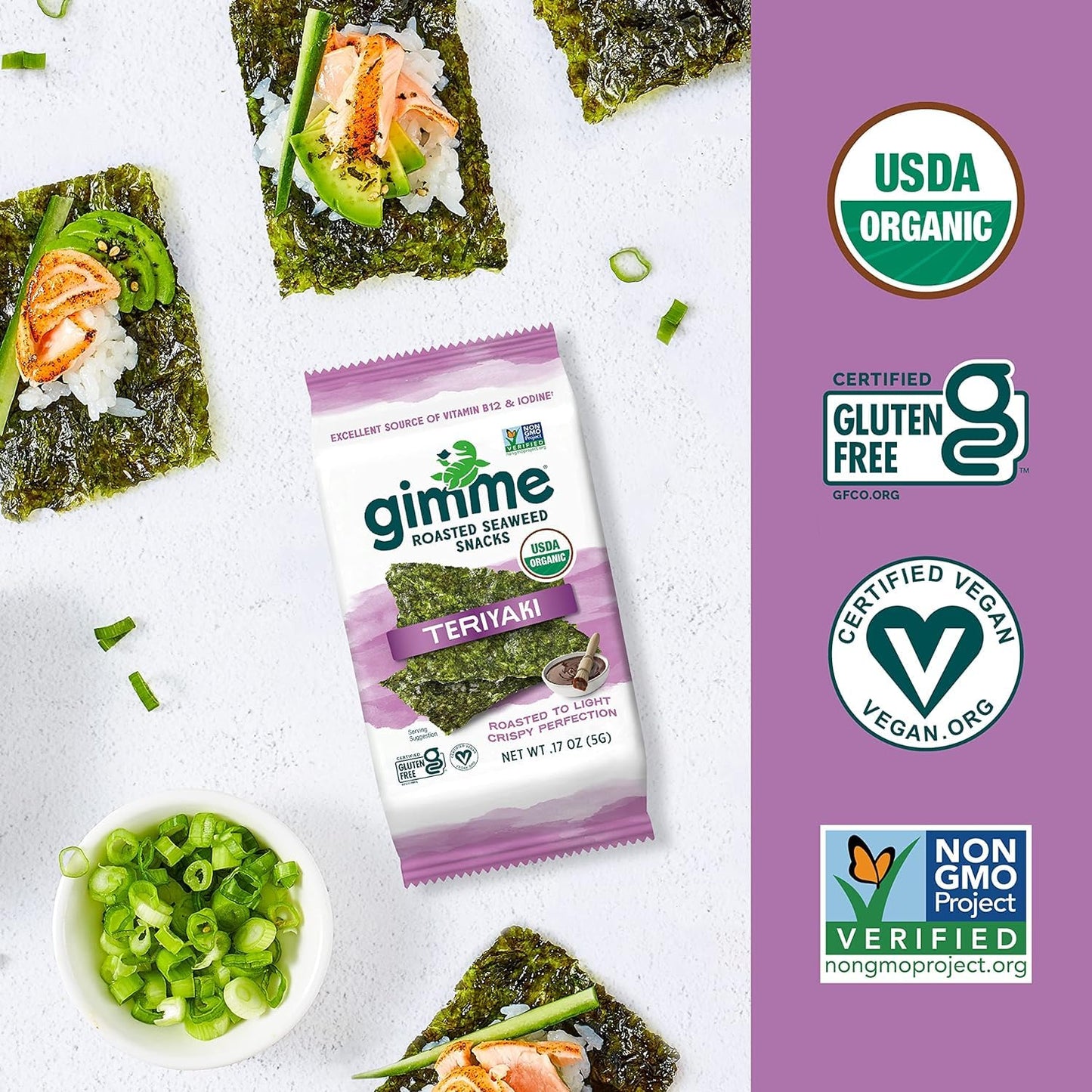Viral gimMe Organic Roasted Seaweed Snacks - TikTok Famous Healthy Snack | Product of Korea