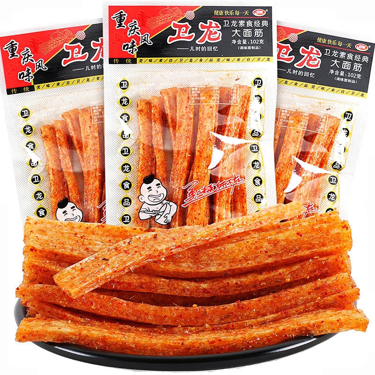 TikTok Viral - Chinese Latiao Spicy Gluten Strips, Authentic Vegan Snack 5.5oz | Wei Long