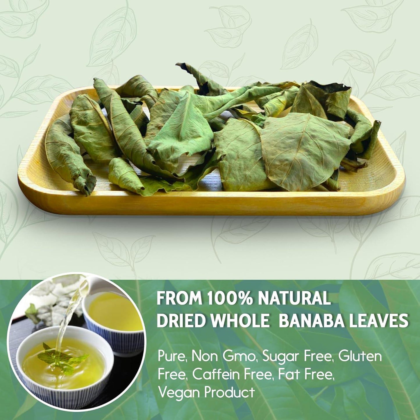 Natural Banaba Dried Leaves, Tea Bags, Powder, Whole Banaba Leaves, 100% Pure Dried Banaba Leaves, Banaba Leaf Tea, No Additives, No Caffeine, Vegan