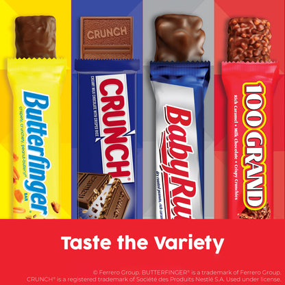 Halloween Candy Variety Pack - Butterfinger, Crunch, Baby Ruth & 100 Grand Full Size Bars (28 Count)