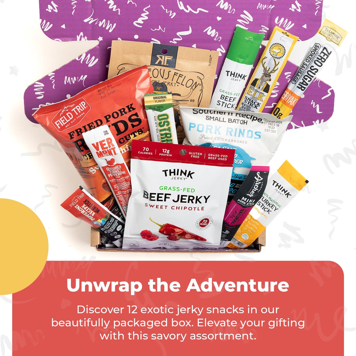 Premium Beef Jerky Gift Basket - Exotic Variety Pack for Men