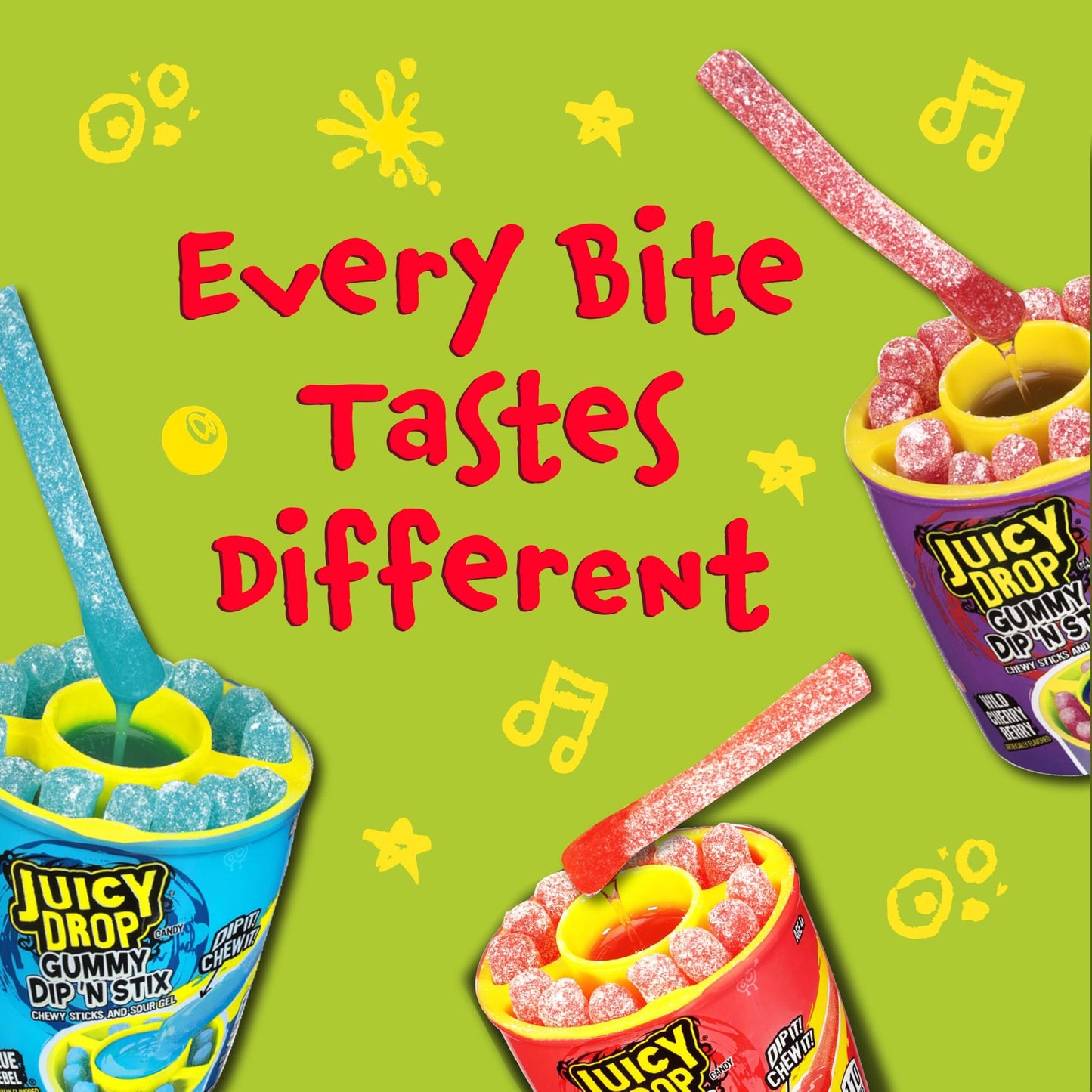 TikTok Viral - Juicy Drop Gummy Dip 'N Stix, Interactive Sour Candy 8-Pack | Sweet & Tangy Fun