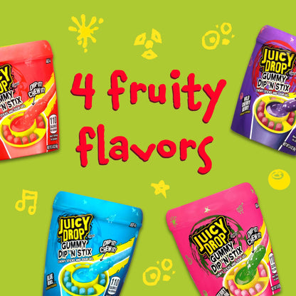 TikTok Viral - Juicy Drop Gummy Dip 'N Stix, Interactive Sour Candy 8-Pack | Sweet & Tangy Fun